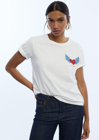 Camiseta Lola Casademunt parche corazón  Blanco