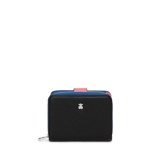 Cartera Tous Billetera S New Dubai Saffiano negro y azul