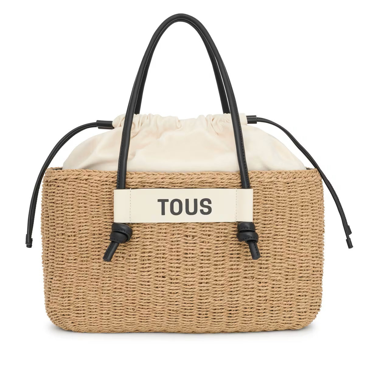 Bolso Tous capazo scoubidou XL natural negro