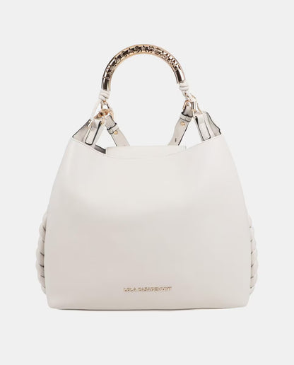 Bolso Lola Casademunt Shopper asa metalizada personalizada crudo