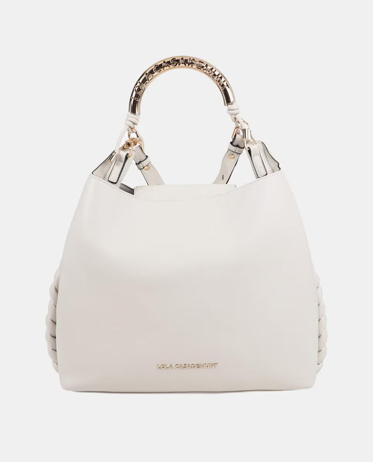 Bolso Lola Casademunt Shopper asa metalizada personalizada crudo