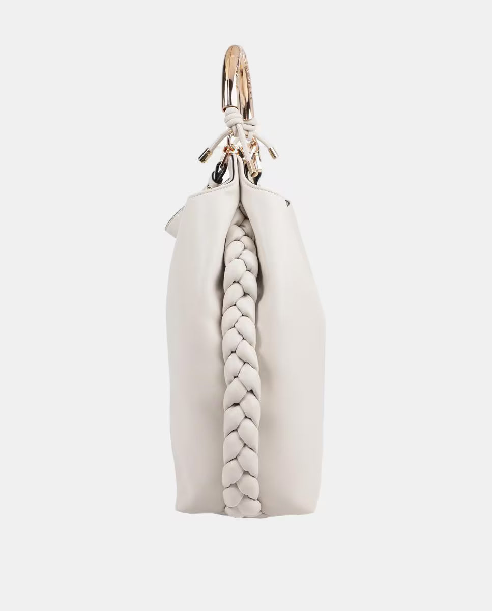 Bolso Lola Casademunt Shopper asa metalizada personalizada crudo